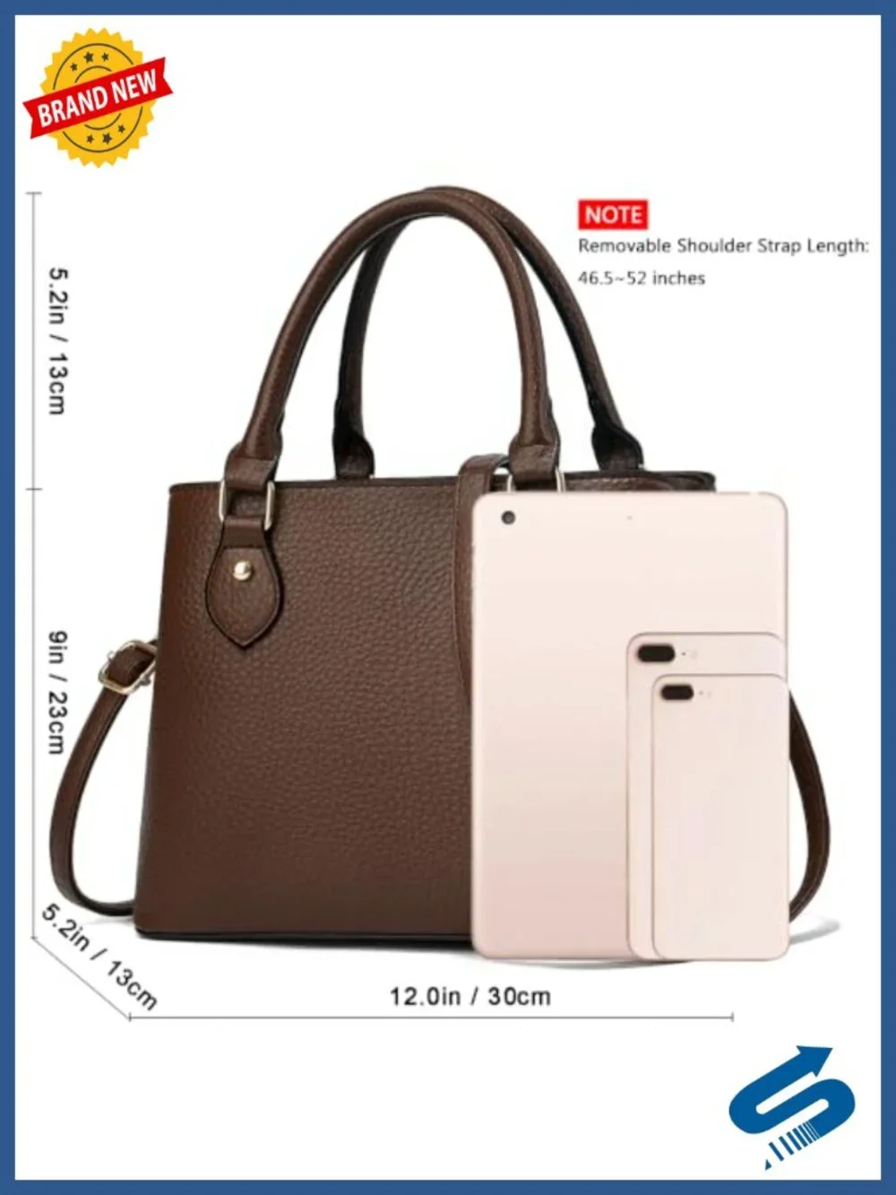 Leather Crossbody Tote Satchel Shoulder Bag Faux Leather with Gold Hardware